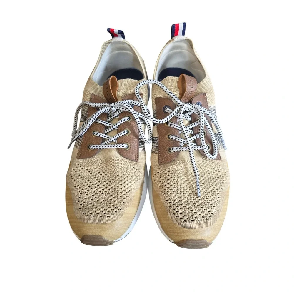 Tommy Hilfiger Mens Lew Sneaker Tan Knit‎ Mesh Lace Up 11